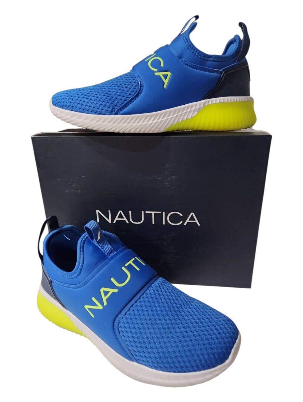 Nautica Slip-On Sneakers in Blue and Neon Yellow Size 8.5